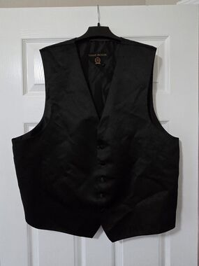 Tommy Hilfiger Black Satin Dress Vest with Crest Detail